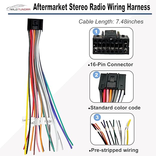 Radio Wiring Harness Kit for Android Car Stereo 16Pin ISO Radio Wire Harness 10Pin/20Pin RCA Connectors GPS Antenna Cable 4Pin/6Pin USB Cord Android Car Stereo Install Kit(6PCS)