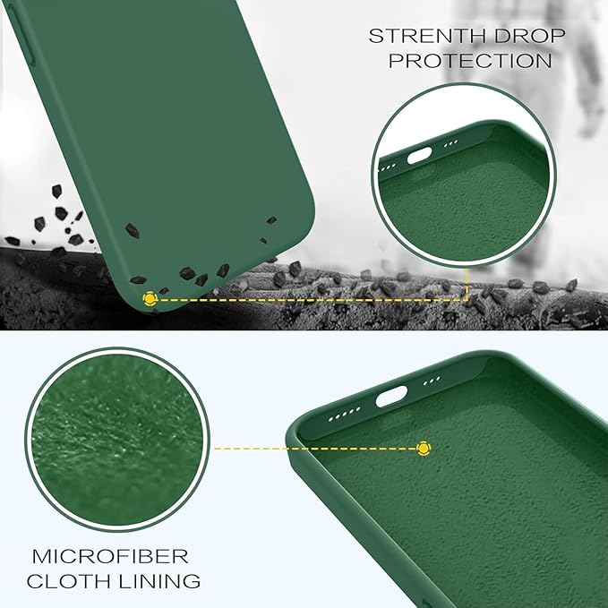 for Google Pixel 7 Pro 5G Case, Ultra Thin Fit Liquid Silicone Soft Rubber Anti-Bump, Anti-Scratch, Shockproof Protective Case with Microfiber Lining for Google Pixel 7 Pro 5G, Dark Green