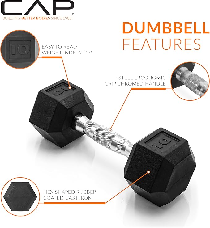 CAP Barbell Coated Dumbbell Weight | Multiple Options Pairs & Sets