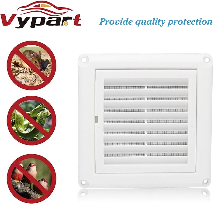 4" Louvered Dryer Vent Cover by Vypart - Exterior Wall Air Vent Cap Replacement with Fabric Fine Screen, Soffit Vent Cover OutdoorOutside with 4 Screws,Easy Install
