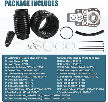 Transom Seal Bellows Kit 803099T1 replacement for Mercruiser Sterndrive Alpha One Gen 2 1991 and up Stern Drives with Exhaust Bellows Seal Gimbal Bearing Marine Outboard Boat Sierra 18-8206
