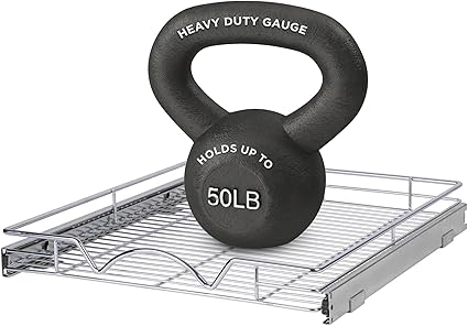 HOLDN STORAGE Pull Out Cabinet Organizer, Heavy Duty Caddy wLifetime Limited Warranty -20W x 21D - Requires At Least 21-14 Cabinet Opening, Steel Metal Cabinet Drawers Slide Out, Chrome