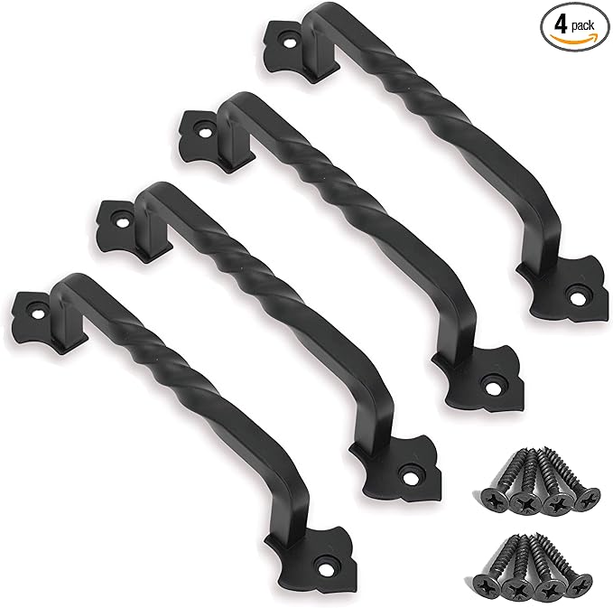 OVOV 4 Pack Barn Door Pull Handle Hardware for Wooden Garden Gate Shed Cabinet Door (4Pcs 5inch)