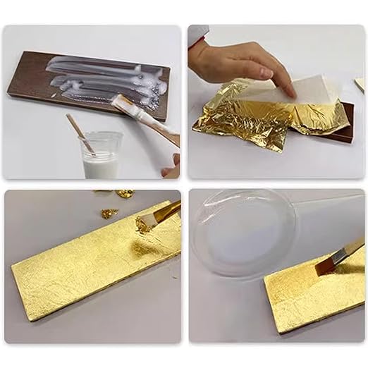 Gold Leaf Adhesive,Gilding Adhesive,Gold Leaf Glue for Craft, Arts, Wood Use (100ml Brush Gloves)