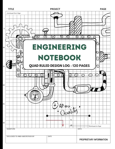 Engineering Notebook: Composition Graph Paper | Quad Ruled Book | Design Log Book for Engineer | Metric grid paper 120 pages, 8" x 11"