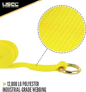 US Cargo Control Lasso Strap, 2 Inch X 10 Foot Lasso Strap with O-Ring, Great for Low Clearance Car Hauling Applications, Universal Wheel Tie Down Strap