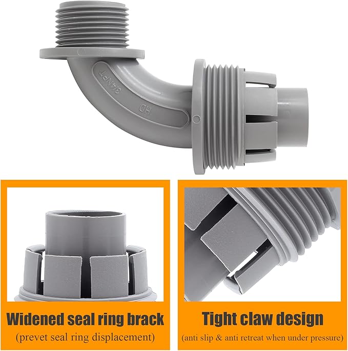 2Pcs 34" NPT Liquid-Tight Connector, 90-Degree Electrical Conduit Connector Fitting Flexible Conduit Fittings