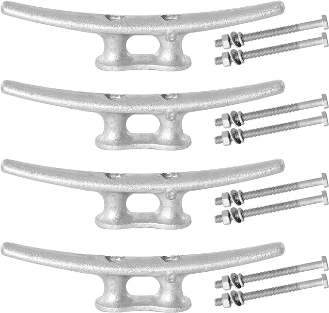 68101214 inch Dock Cleats With Bolts,Hot Dipped Galvanized Cast Iron Boat Cleats,Rope Cleat Boat Dock Cleats for Boat Docks,Decks,Piers for Tying up Boats,Marine Decor(1,2,4,5,6,8,10,12 Pack)