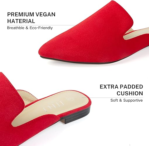 MUSSHOE Mules for Women Flats Comfortable Pointed Toe Women Mules