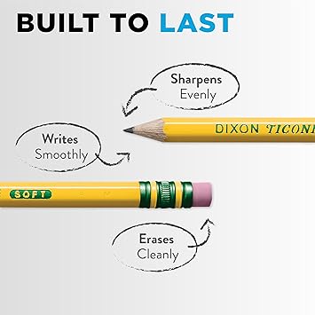 Ticonderoga Wood-Cased Pencils, Unsharpened, 2 HB Soft, Yellow, 24 Count