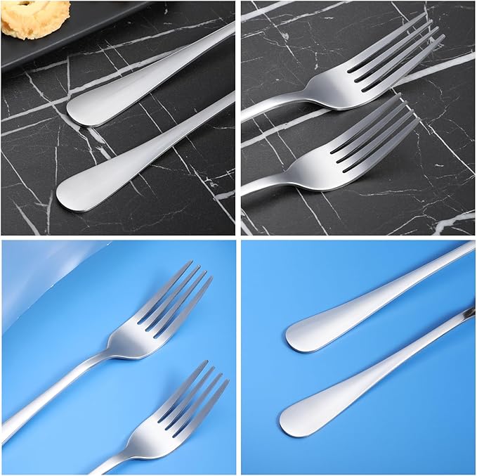 4 Pcs Stainless Steel Dinner Forks 2 Size Appetizer Fork Silver Heavy Duty Food-Grade Stainless Steel Silverware Fork Dishwasher Safe Forks Silverware For Home Kitchen Restaurant