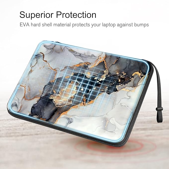 FINPAC Hard Laptop Sleeve Case for 13 inch MacBook Air M3 M2 M1 2024, 14 inch MacBook Pro M4M3M2M1 A2918 A2992 A2779 A2442, Waterproof Case for Dell, Surface Laptop, HP, Acer, Cloudy Marble