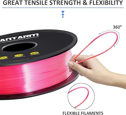 GIANTARM Silk PLA 3D Printer Filament 1kg,Silk Pink PLA and Clear PLA 1.75mm Dimensional Acuuracy +/-0.03mm,1080 Feet Per Roll,Vacuum Packaging