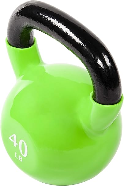 Signature Fitness All-Purpose Color Vinyl Coated Solid Cast Iron Kettlebell Weight