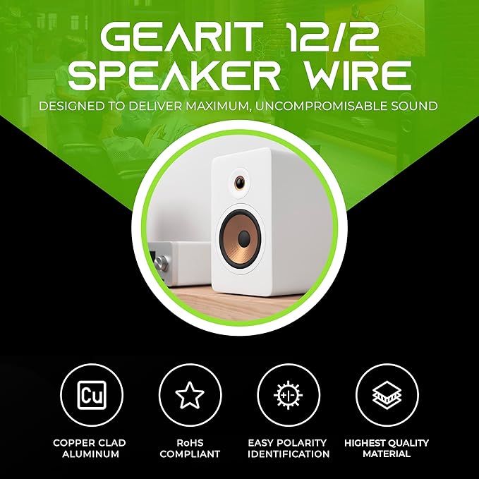 GEARit 12AWG Speaker Wire, Pro Series 12 Gauge Speaker Wire Cable (200 Feet 60.96 Meters) Great Use for Home Theater Speakers and Car Speakers, Black