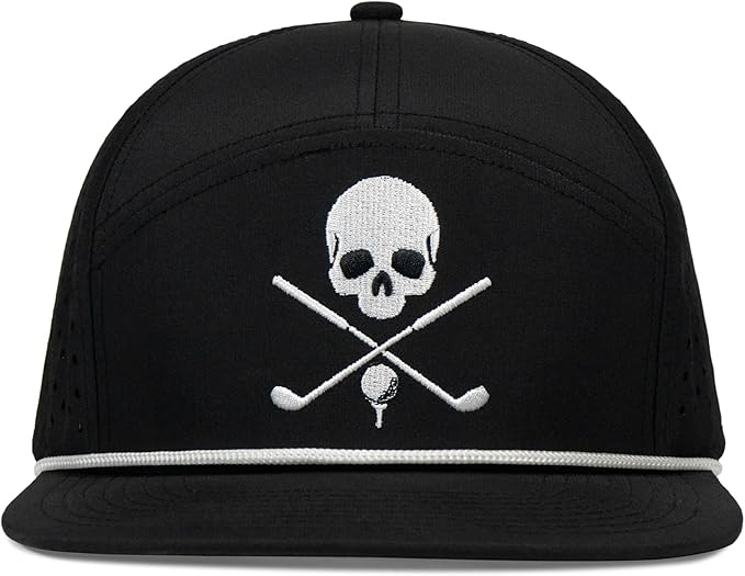 Funny Golf Hats Flat Bill for Men Women,Golf Gifts Skull Baseball Cap for Adults Humor