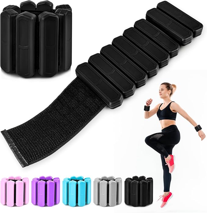 Wrist Ankle Weights for Women Men, Adjustable Wrist Weighted Bracelet for Home Gym Workout, Walking, Running, Travel, Pilate, Yoga, Exercise,Strength Training. Set of 2 (1Lb Each)
