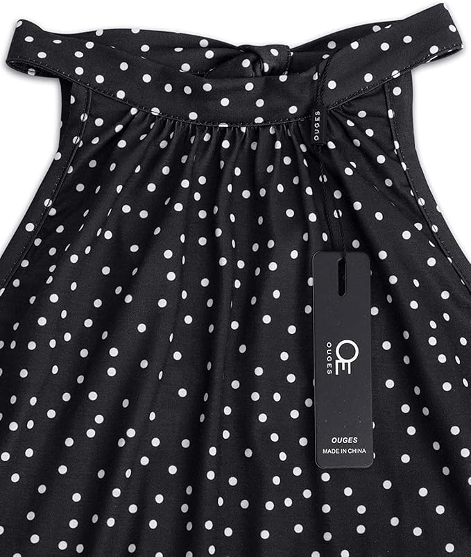 OUGES Women's Halter Neck Floral Summer Casual Sundress