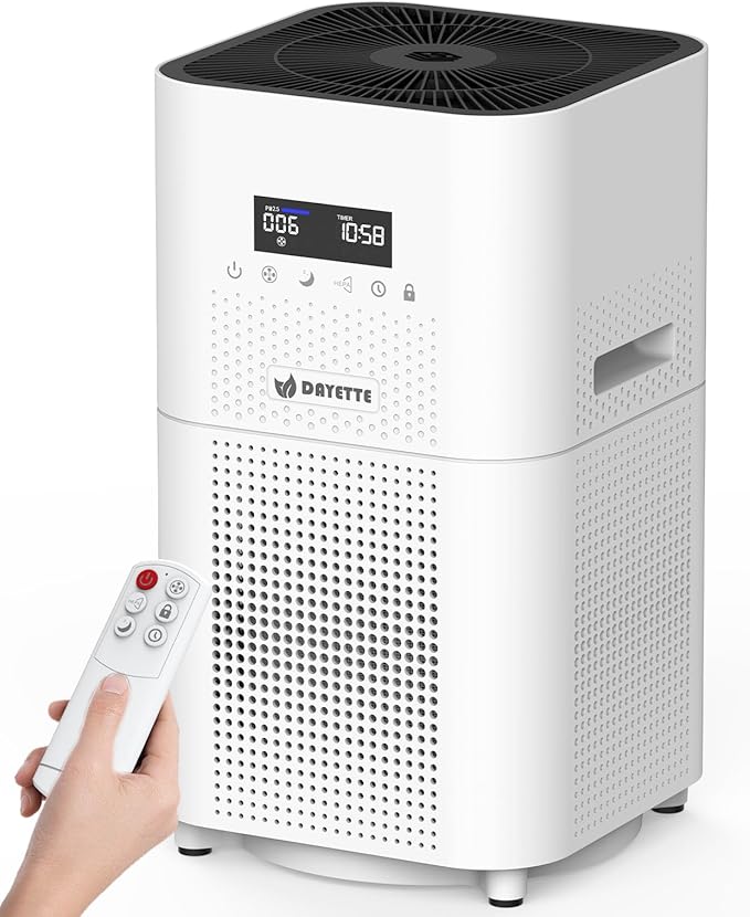 Air Purifiers for Home Large Room up to 3000 Sq Ft, Upgraded H14 Ture Hepa Air Filter, Air Purifier with Air Quality Monitor, 22dB Sleep Mode