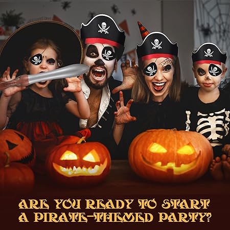Charniol Pirate Party Set Felt Pirate Hats Pirate Eye Patches Inflatable Swords Carnival Pirate Theme Party Supplies(18 Pcs)
