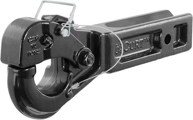 CURT 48010 Pintle Hook Hitch for 2-12-Inch Receiver, 20,000 lbs, Fits 2-12-In Lunette Ring