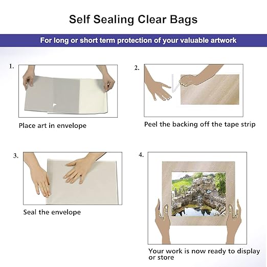 Falling in Art Acid Free 1.496mil (Single Side) Crystal Sealed Clear Bags for 11x14 Art Prints, Photos, 11 37 Inches by 14 38 Inches, 25-Pack