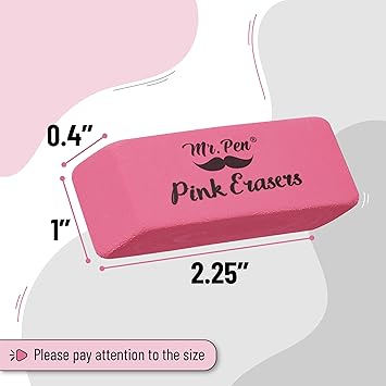 Mr. Pen- Pink Pencil Eraser, 48 Pack, Mr Pen Erasers for Pencils, Large Eraser, Block Erasers for School