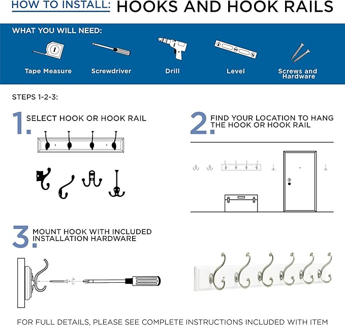 Franklin Brass (5-Pack) Double Wall Hooks 2-Prong Coat/Hat Matte Black Hooks for Hanging Wall Mount Hanger Clothes, Purse, Bag, Towel Organization Decorative Wall Hooks B59104M-FB-C
