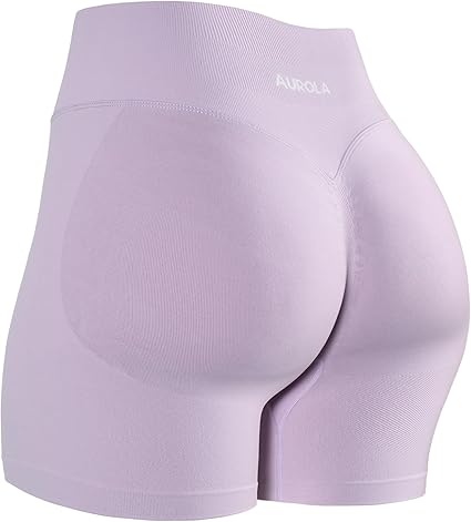 AUROLA Intensify Workout Shorts for Women Seamless Scrunch Short Gym Yoga Running Sport Active Exercise Fitness Shorts Lilac Snow