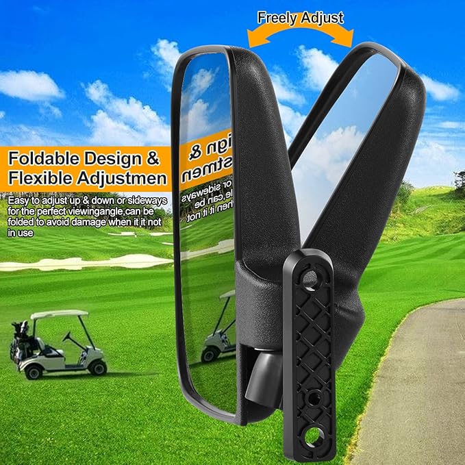 Golf Cart Side Mirrors for Club Car EZ-GO Yamaha and other 180Adjustable Folding Wide-Angle Side View Mirror