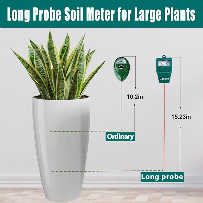 Long Probe Soil Moisture Meter for Plants, Plant Moisture Meter for House Plants, Plant Water Meter for Indoor Outdoor Large Potted Plants, Hygrometer Gardening Gifts - No Battery Needed