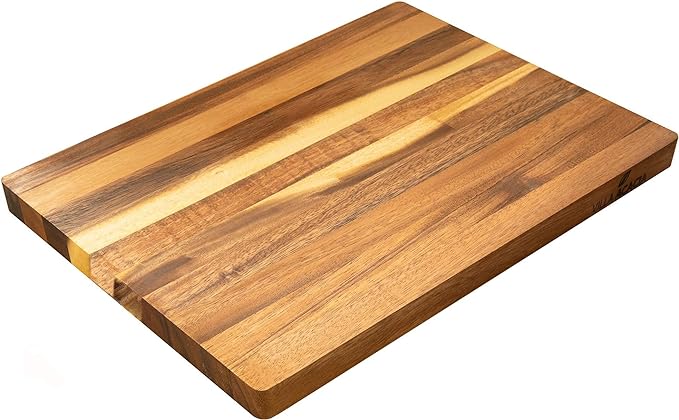 Thirteen Chefs Cutting Boards - Large, Lightweight, 17 x 12 Inch Acacia Wood Chopping Board for Plating, Appetizers, Charcuterie and Kitchen Prep - Portable Cooking Accessories