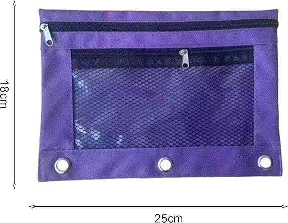 jyibinee Backpack Pencil Pouch Tear-Resistant Pencil Holder Mesh Windows Zippered Stationery Storage Bag for Pencils Large Capacity Durable Fabric Pouch Purple
