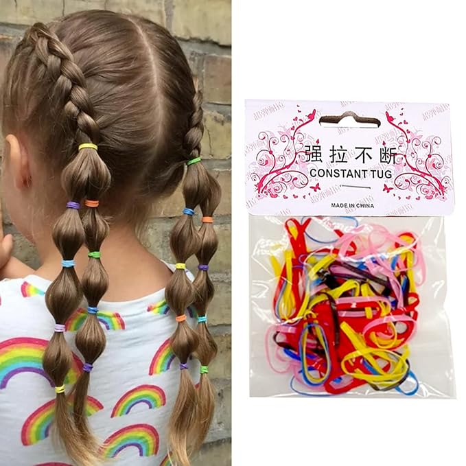 Womens Barrettes Large Girl Colorful Fashion Disposable Rubber Band Elastic Hair Band Thin Small Ponytail Hair Elastics Daily Life Big Size Hair Clips for Baby Girls Non Slip