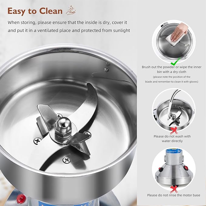 MAGIC MASTER 300g Grain Mill Grinder Electric,High Speed 1500W Commercial Spice Grinder,Safety Stainless Steel Dry Grinder Machine For Flour Wheat Nut Corn Rice Pepper Herbs Coffee Beans,Swing,110V