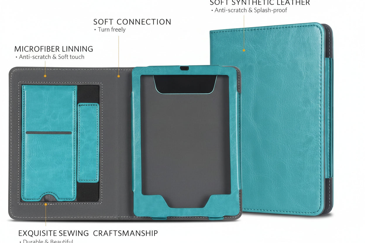 PU Leather Stand Case for Kindle Paperwhite 11th Gen (6.8") – Auto Sleep/Wake, Card Slot, Hand Strap, Sky Blue