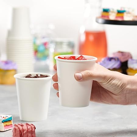 GUSTO 8 oz.- 100 Pack Paper Hot Cups, Coffee Cups - White (formerly Comfy Package)