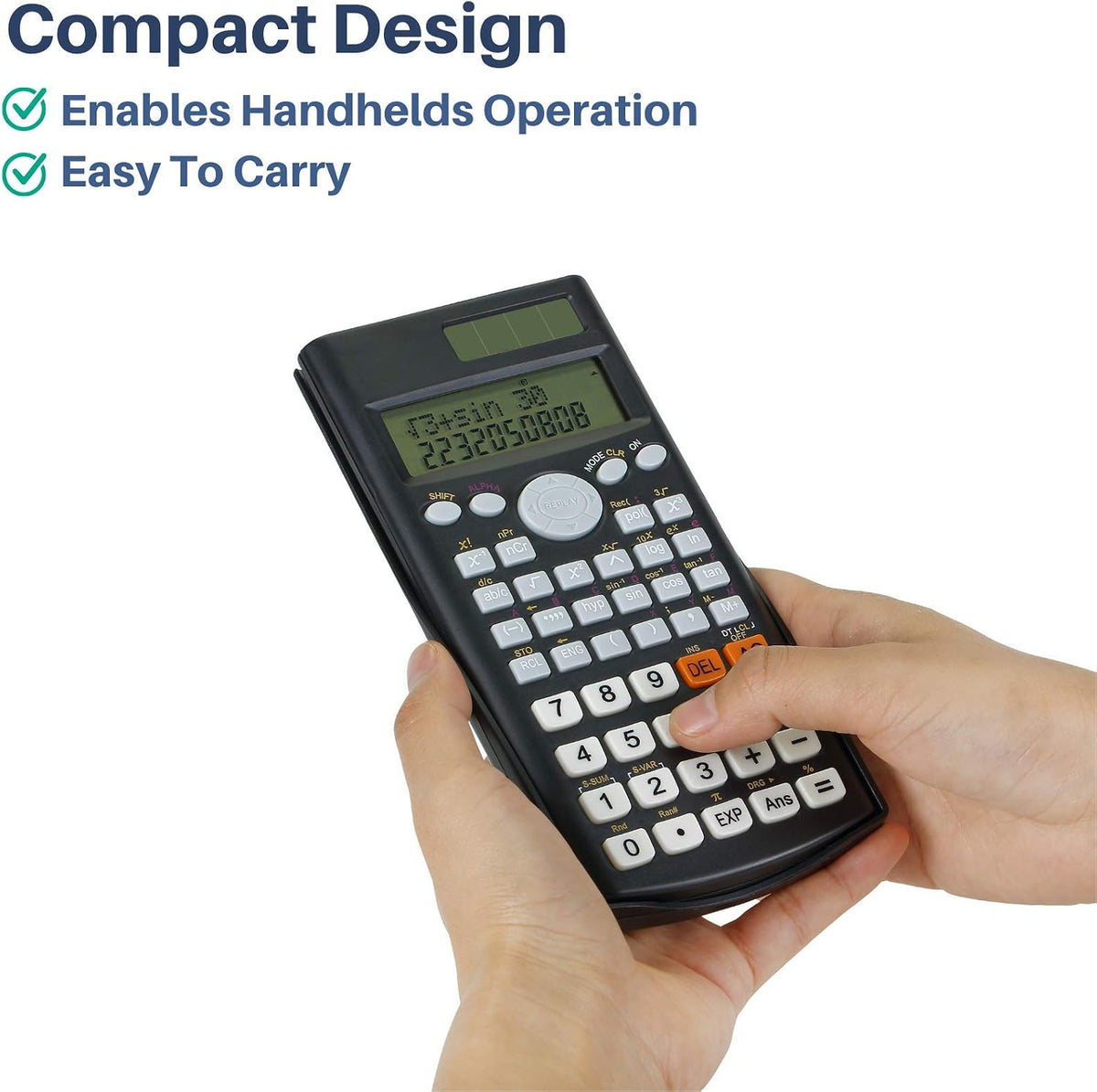 Scientific Calculator - Solar Powered, 2 Line Display, Fraction & Statistics Calculations for School, College & High School Use