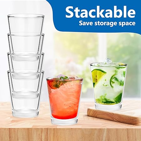 Glass Shot Glasses Set of 4, 2 OZ Crystal Clear Shot Glasses, Mini Glassware