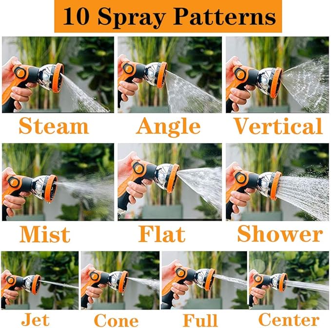Garden Hose Spray Nozzle,10 Hose Metal Duty Watering Patterns Thumb Control On Off Valve, High Pressure Nozzle Sprayer for Plants, Car Wash,Cleaning,Showering Pets