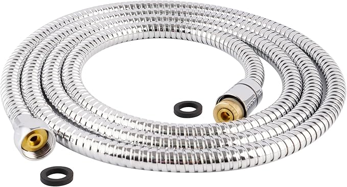 Hibbent All Metal Shower Hose 90 inch (7.5 ft) Bathroom Handheld Shower Head Hose 2.3 meters Extension Replacement Part with Brass Fittings Made of Stainless Steel -Polished Chrome Finish