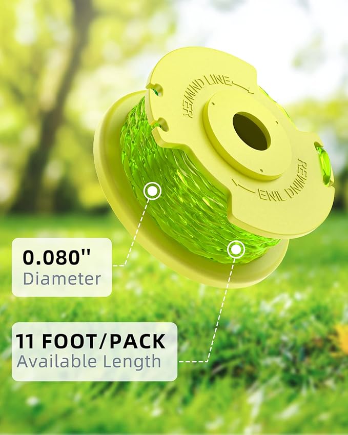 Weed Wacker String Compatible with Ryobi One Plus AC80RL3, 0.08'' String Trimmer Line,Weed Eater String Compatible with Ryobi 18V, 24V, 40V Trimmers(10 Replacement Spool, 2 Trimmer Cap Cover)
