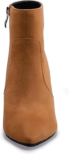 IDIFU Women's CLARA-Z Pointed Toe High Heel Ankle Booties Zipper Buckle Strap Short Boots