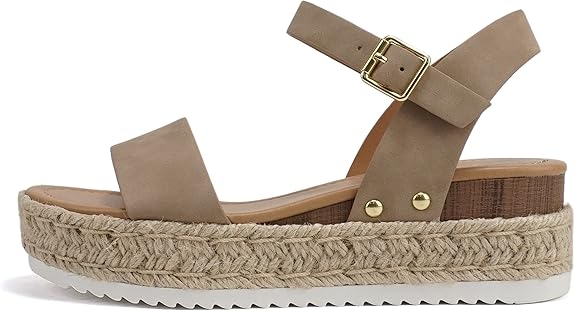 Soda CLIP ~ Women Open Toe Ankle Strap Platform Espadrille Sandal