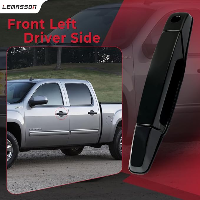 Black Exterior Door Handle Front Left Driver Side Compatible with 2007-2014 Chevy Silverado Suburban Avalanche Tahoe, GMC Sierra Yukon, Cadillac Escalade Replaces 20828258, 22738721, 25960525