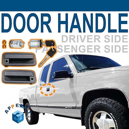 APPERFiT All Metal Exterior Door Handles wLock Cylinders Keys Compatible with Chevy Tahoe Suburban CK1500 CK2500 CK3500 GMC Yukon Replaces 15742229 15742230