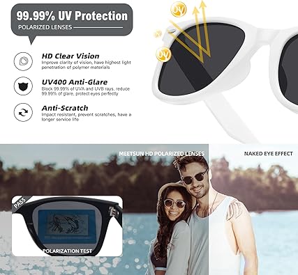 MEETSUN Polarized Sunglasses for Women Men Classic Retro Square Frame Driving Trendy Sun Glasses UV Protection
