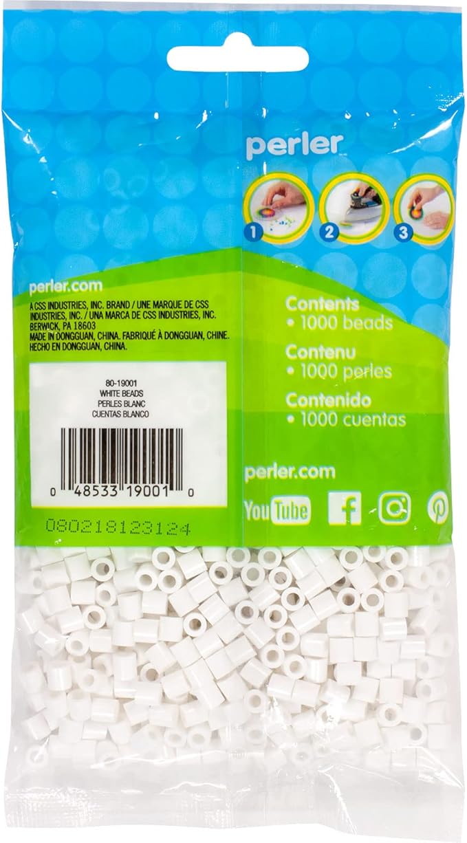 Perler Beads Fuse Beads for Crafts, 1000pcs, White