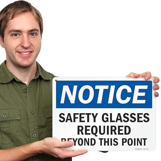 SmartSign-U9-1557-NP "Notice - Safety Glasses Required Beyond This Point" Sign | 10" x 14" Plastic