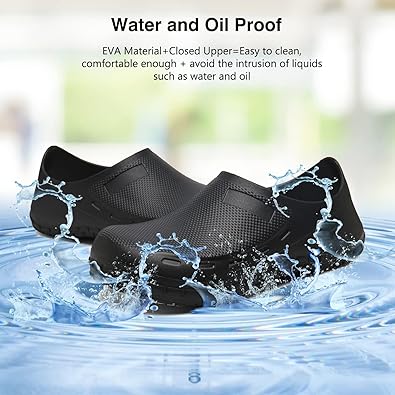 Chef Shoes for Men Nonslip Water Proof Work Shoes Mens Clogs Comfortable Nursing Nurse Shoes for Gardener Men Indoor and Outdoor for Kitchen Office Seaside-Zapatos de Cocina para Hombres